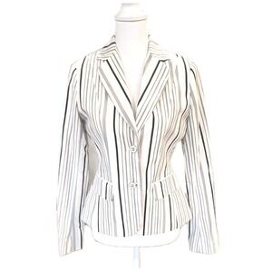 7th Avenue NY&CO Womens Jacket Blazer‎ 0 Black White Stretch Career Casual NEW